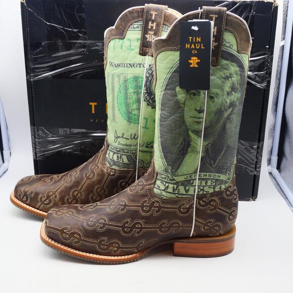 NEW Tin Haul Men's 11.5 Deuce Take The Money And Run Cowboy Western Boots - Picture 2 of 13